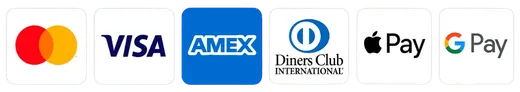 Accepted payments: Mastercard, Visa, American Express, Diners Club, Apple Pay, Google Pay